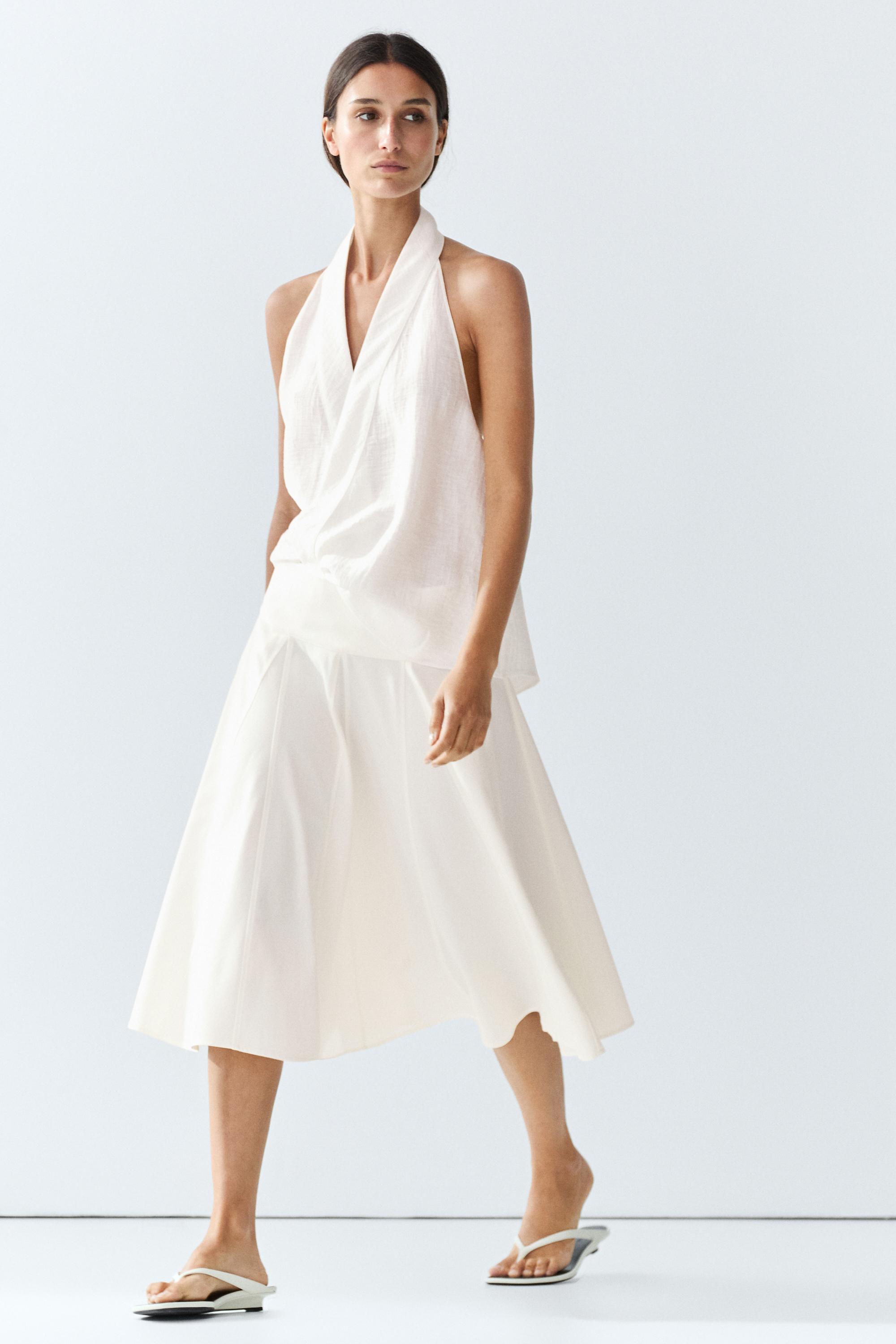 Flared midi skirt with sash detail